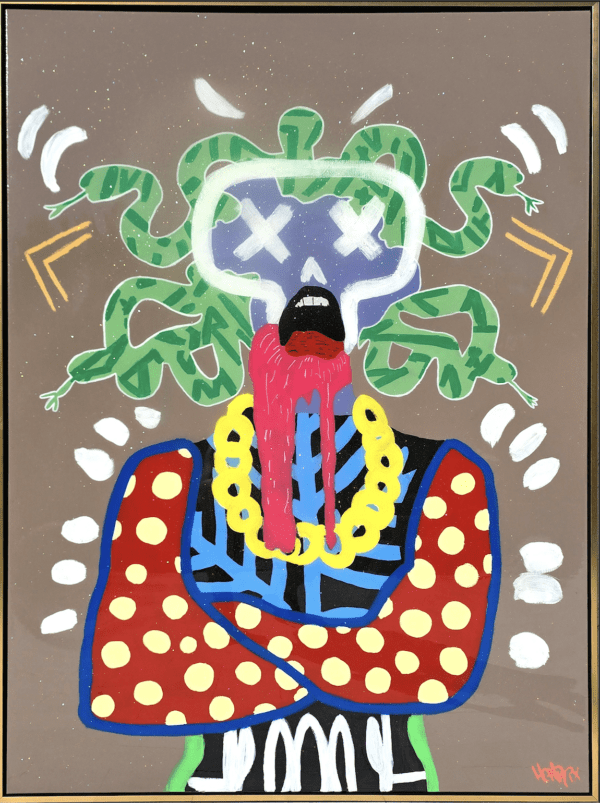 Close-up of Medusa on canvas